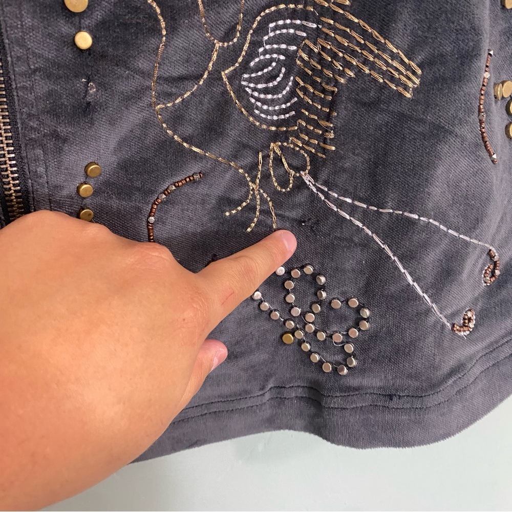 Free People Quetzal Studded Mini‎ Skirt Embellished Beaded Birds Size 2 - Picture 5 of 8